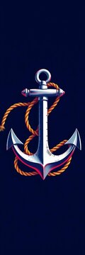 Anchor symbol with rope wrapping around it, classic nautical design, symbol, vintage