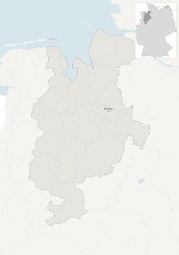 Bremen&ndash;Oldenburg Metropolitan Region, Germany &ndash; vector map with NUTS 3 boundaries, hydrography and geographic context (LAEA projection, PPT-compatible & fully editable)
