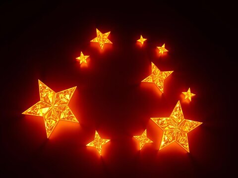 Golden Sternchen mit Rubinstein und sanftem Schatten, shimmering light, starlight