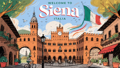 Obraz premium Siena Italy cityscape, medieval architecture, travel