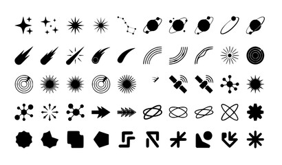 Retro 2000s Y2K Space Tech Symbols – Stars Dots Lines Futuristic Vector Set © MstRipa