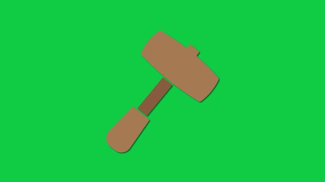 Wooden Mallet Hammer Tool Green Screen Animation