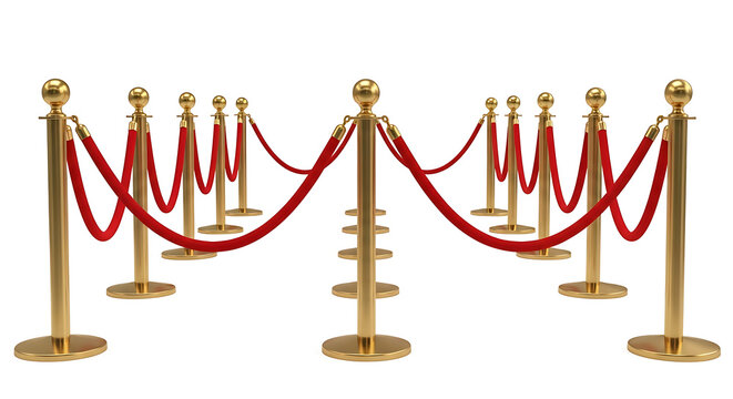 Red velvet rope barrier with stanchions
