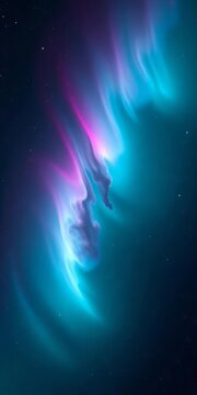 Aurora-like nebula glows softly amidst distant star clusters, galaxy, mystery