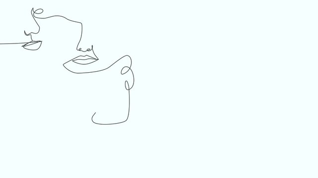 Minimalist and elegant one line drawing animation video of beautiful faces