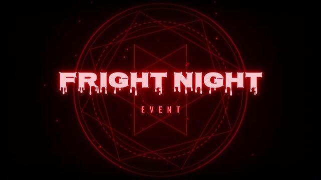 Animated Fright Night Event Text on Glowing Red Occult Ritual Circle