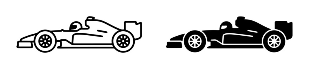 Obraz premium Formula 1 Race Car Icons, Speeding Vehicle Vector Graphics, Motorsport Symbols for Sports and Competition Designs