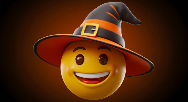 3D Cartoon Witch Emoji Illustration