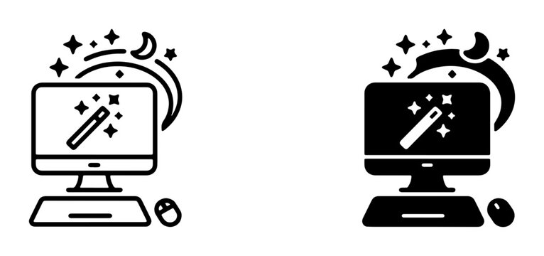 Magic Wand Computer Icons, Digital Art Creation, Creative Software, Graphic Design Tools, Nighttime Magic, Fantasy Technology