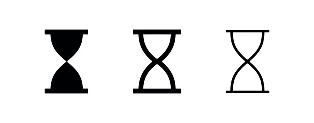 Hourglass icon set. Time, deadline, and waiting symbol. Solid, outline, and thick line vector illustration. © liubomir118809