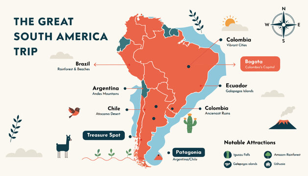 The great south america trip travel map