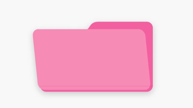 Pink folder icon animation for digital file management and data storage interface design.