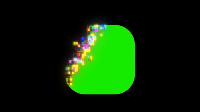 Logo reveal featuring a green screen and pixel scan effect animation. You can replace this rounded rectangle green screen area with a logo, photo, or anything else you like.