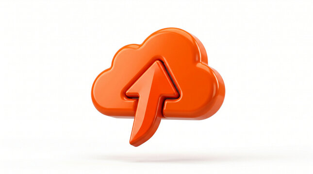 Orange upload icon cloud