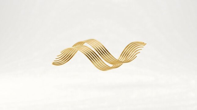 Elegant Golden Abstract Wavy Lines Rendered on Minimal Clean White Background