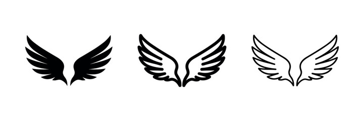 Fototapeta premium Wings icon set. Freedom and angel symbol. Speed and aspiration sign for graphic design.
