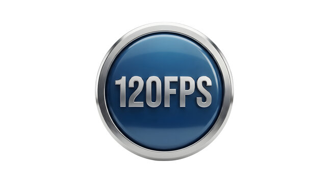 Blue 120FPS button icon for high frame rate video settings and gaming performance interface.