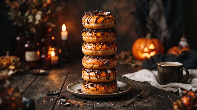 Halloween donut tower
