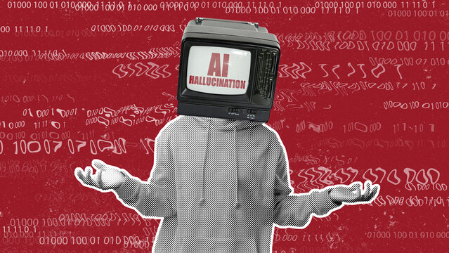 Use of technology to illustrate fake news and AI hallucination concepts in a digital setting