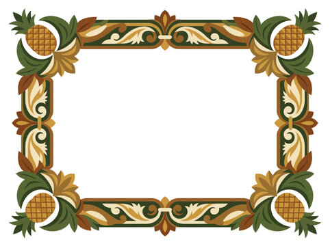 Ornate Tropical Border with Pineapple Motifs