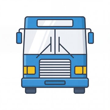 Bus front view vector icon for public transportation