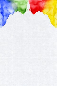 Watercolor paper background with colorful splash border and blank copy space