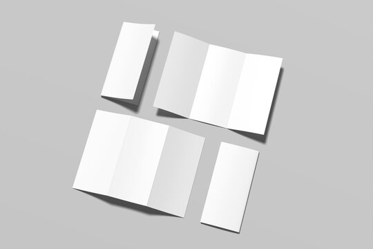 Trifold Brochure Blank Mockup 3D Render