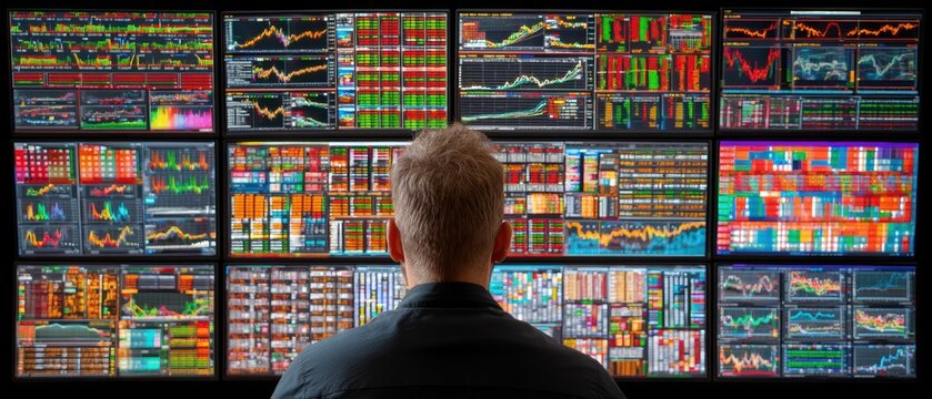 Investor analyzing commodity price volatility in a dynamic market environment through intelligent monitoring systems