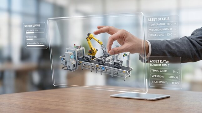Digital Twin Technology for Smart Factory Management with Industrial Automation Hologram and Asset Data