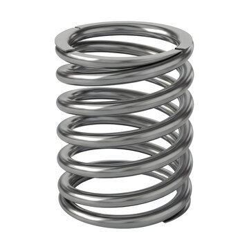 Industrial heavy duty metal coil spring isolated on transparent background.