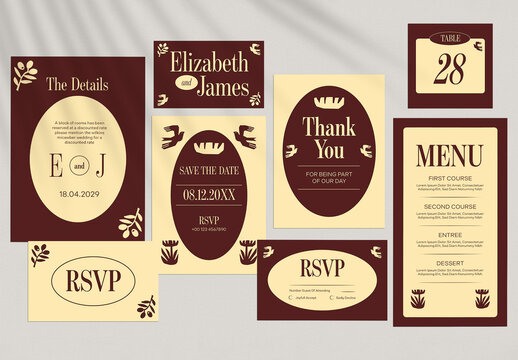 Brown Beige Bohemian Wedding Invitation
