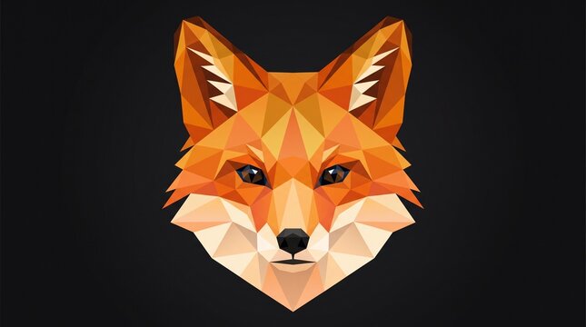 Low Poly Geometric Fox Face Illustration