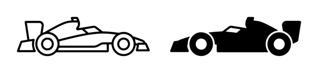 Obraz premium Formula 1 Racing Car Icons, Outline and Silhouette, Vector Graphics for Speed and Competition Themes