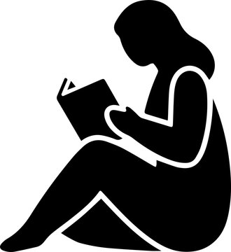 Sitting Woman Reading Book Silhouette Transparent PNG, Relaxed Female Profile Illustration