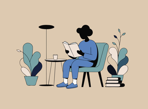 Modern Reading Nook Vector Illustration