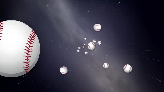 Baseballs Flying Through Deep Space Galaxy Background Animation