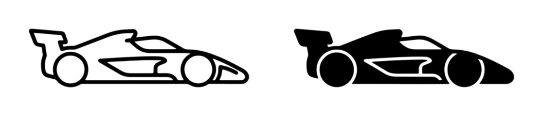 Obraz premium Formula 1 Racing Car Icons, Speeding Vehicle Silhouette, Motorsport Vector Graphics, Championship Competition Symbols