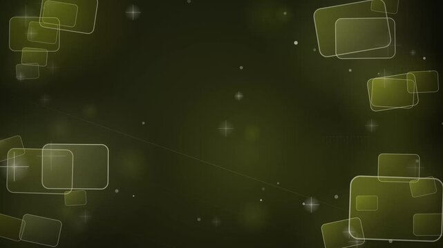 Abstract Gold Floating Tiles and Sparkling Particles on Dark Background