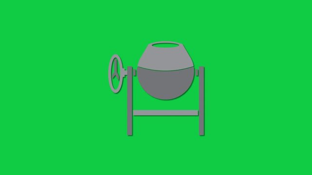 Concrete Mixer Construction Machine Green Screen Animation