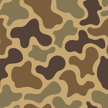 Duck Camo Seamless Pattern Vector Brown Green Camouflage Texture Hunting Blobs Backdrop