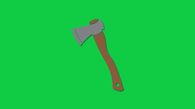 Woodcutter Axe Tool Icon Green Screen Animation