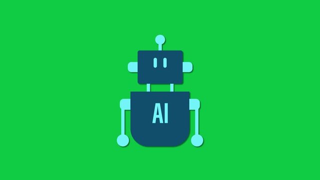AI Robot Android Character Green Screen Animation
