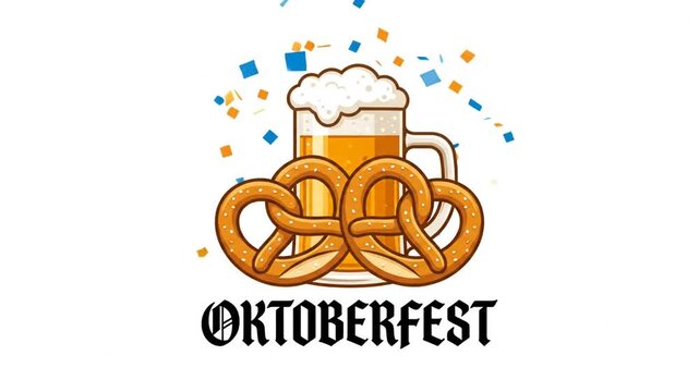 Beer Mug and Pretzel Illustration for Traditional Fall Celebration