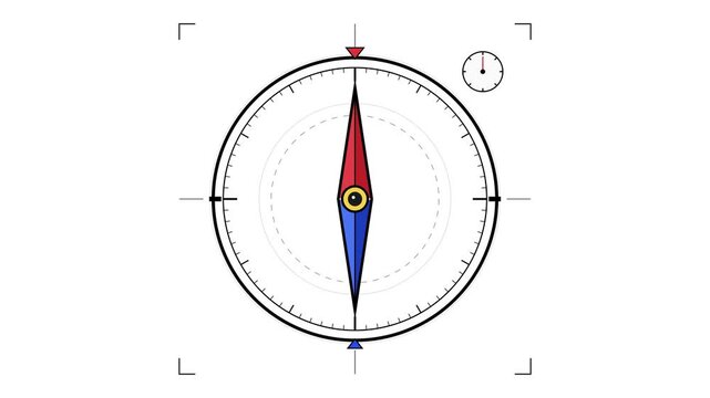 Animated Compass Needle Rotating on a Minimalist Gauge Interface