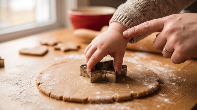Pressing Star Cookie Cutters into Dough
