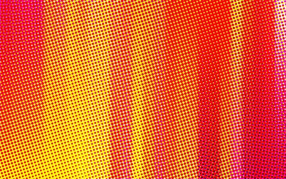 Bright yellow and red halftone dot pattern creating a warm energetic atmosphere for modern artistic media