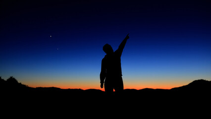 Amateur astronomer observing stars, planets and other celestial objects. © astrosystem