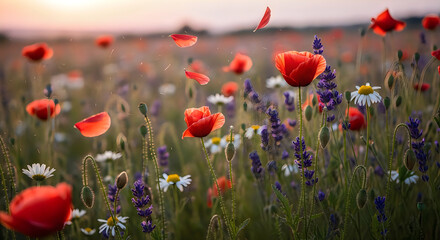 Fototapeta premium Celebrating international peace day a vibrant field of poppies symbolizing hope and global harmony