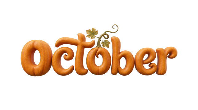 October text made of pumpkins and vines