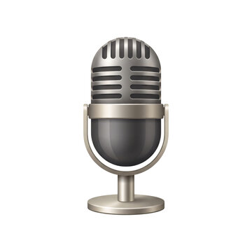Vintage silver studio microphone icon for podcasting and broadcasting